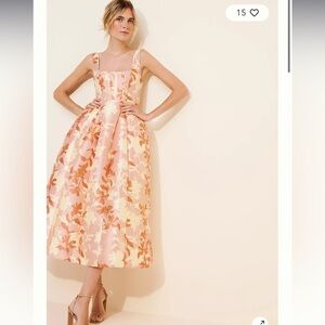 BHLDN Sleeveless Square-Neck Floral Fit & Flare Midi Dress